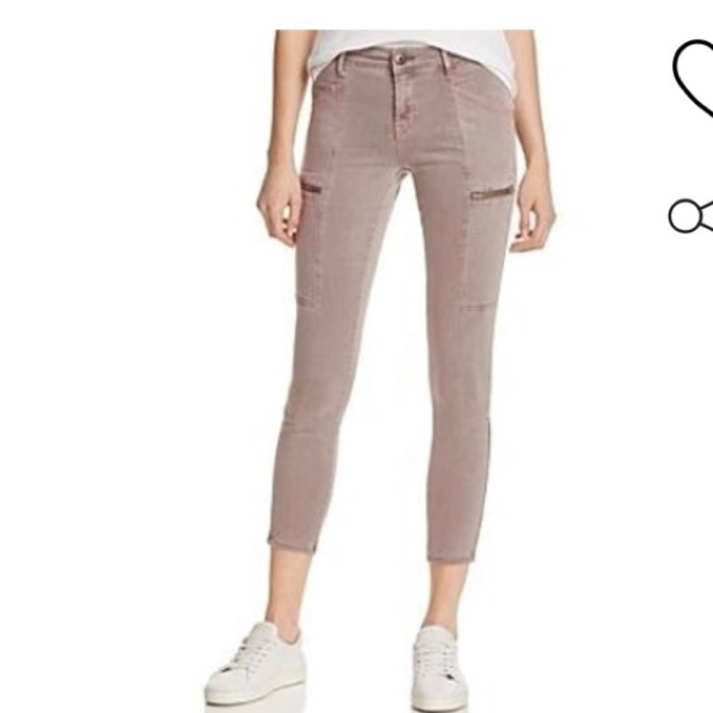 Pistola Gray Skinny Jeans – Size 28 with Side Zippers & Pink Stitching
